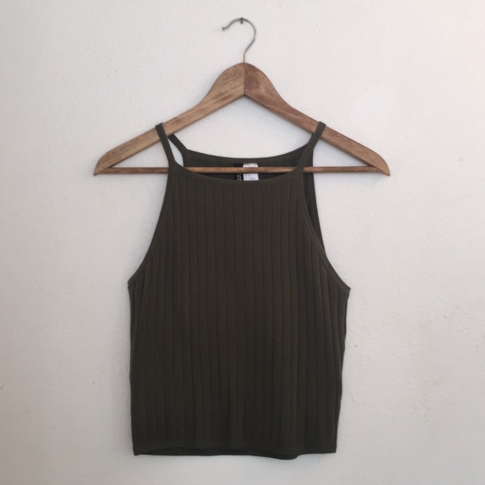 Olive green crop tank